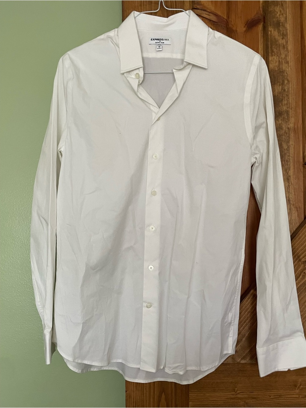 Express White Men's Dress Shirt - Classic Button-Down, Slim Fit